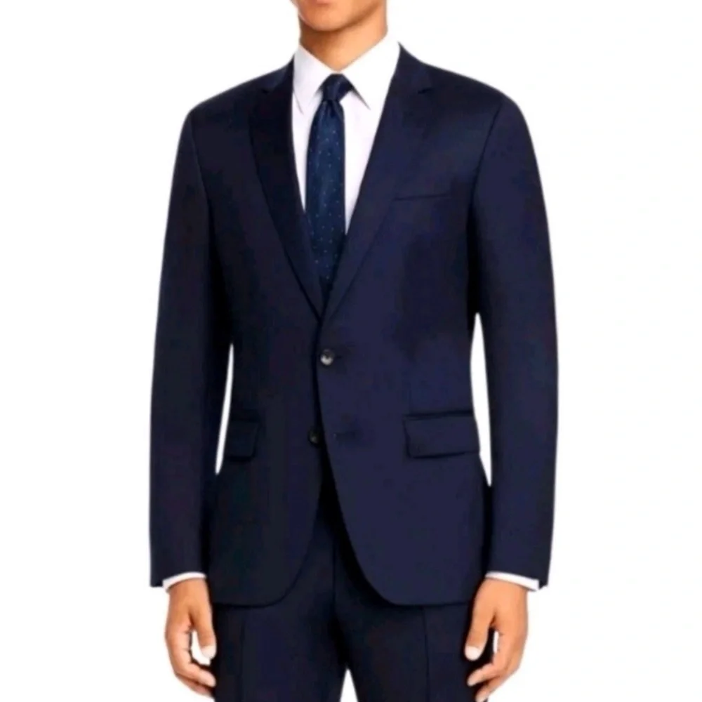 Hugo Boss Men Blazer Size 42 Regular Navy Blue H Huge 224 2 Button Coat New